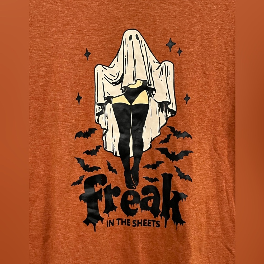Freak in the Sheets Graphic Tee, Rust Orange color, size medium, new without tag - Picture 2 of 5
